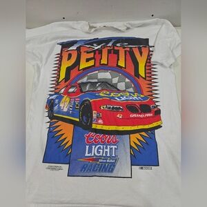 Vintage Single Stitch Kyle Petty T-Shirt NASCAR Coors Light XXL Crazy Y2k #42
